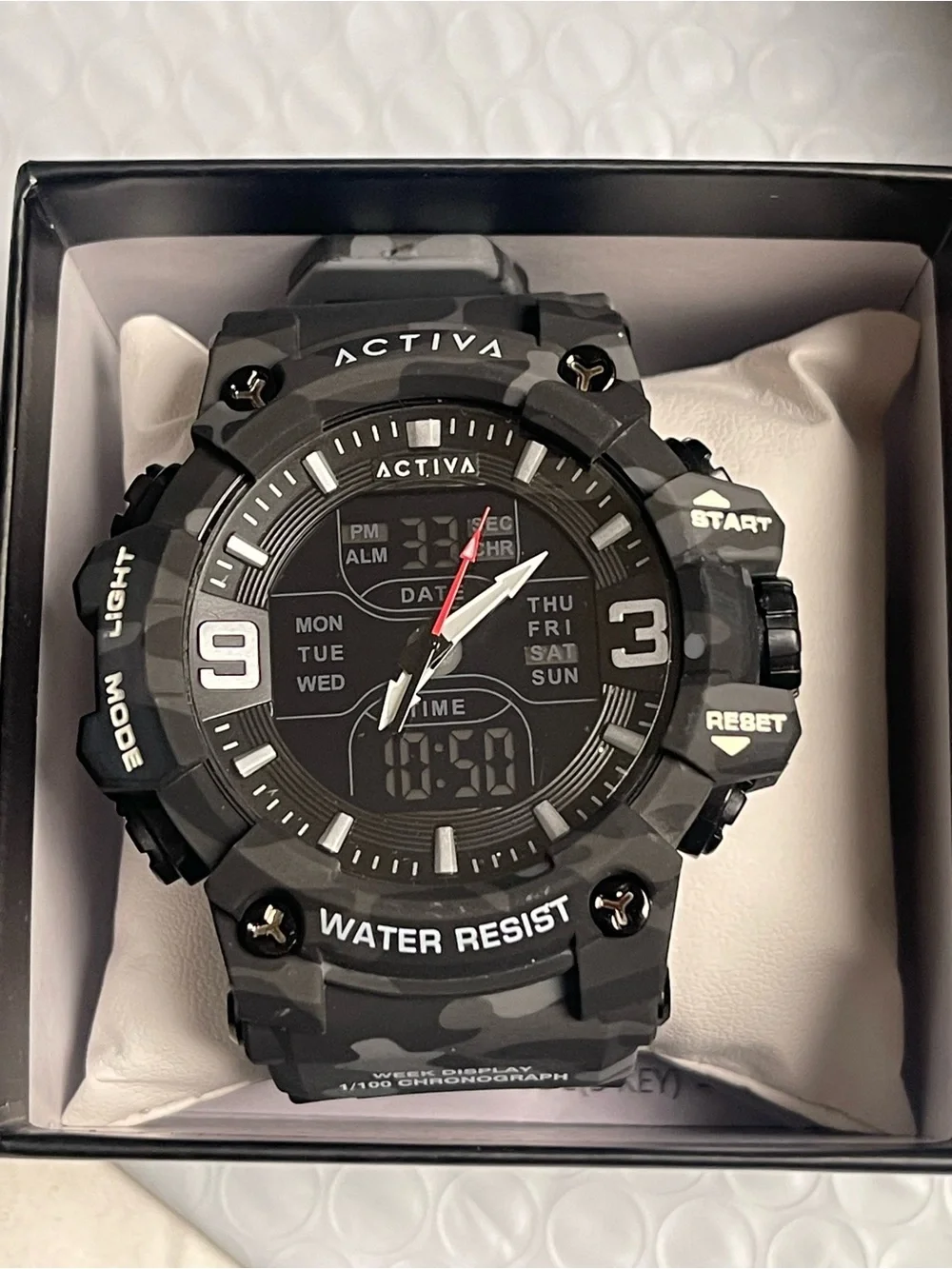 Activa Vulkor X Invicta Analog Digital Men's Watch - 53mm. Camouflage Grey Black
